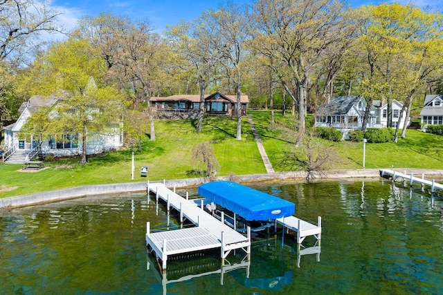 2572 N Shore Dr, Delavan, WI 53115 - dock area with a water view and a yard