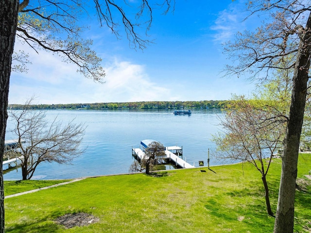 2572 N Shore Dr, Delavan, WI 53115 - dock featuring a water view and a yard