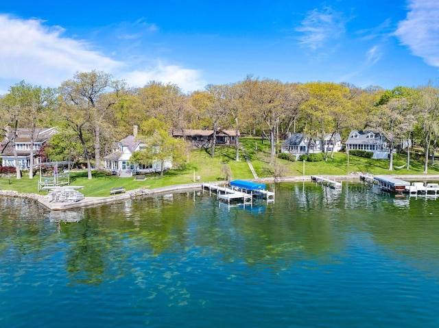 2572 N Shore Dr, Delavan, WI 53115 - dock featuring boat lift and a water view