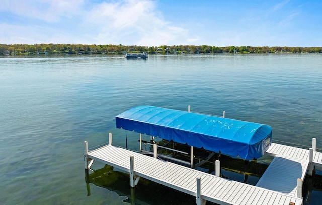 2572 N Shore Dr, Delavan, WI 53115 - dock area featuring a water view and boat lift