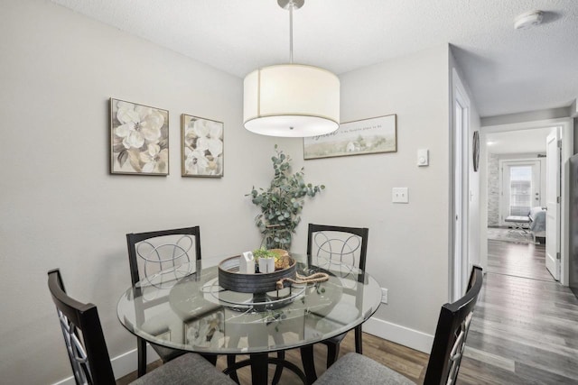 1093 Canyon Rd Unit 406, Wisconsin Dells, WI 53965 - dining space with wood finished floors, baseboards, and a textured ceiling