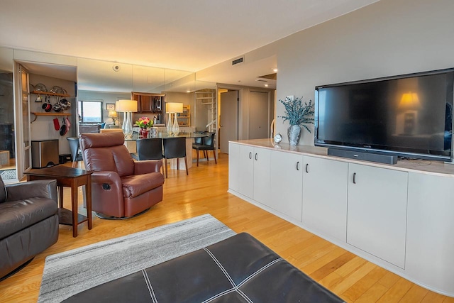 living room with light wood-type flooring