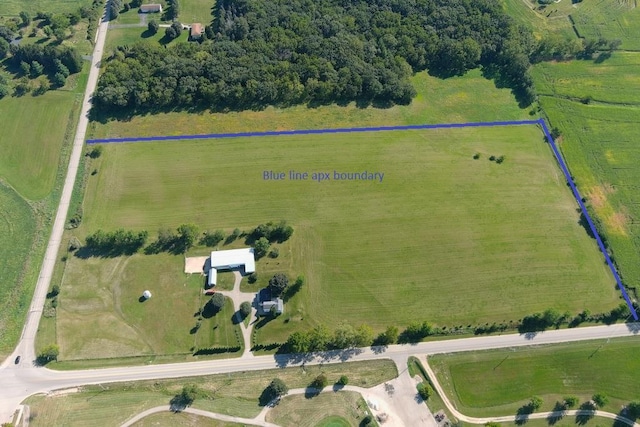 aerial view with a rural view