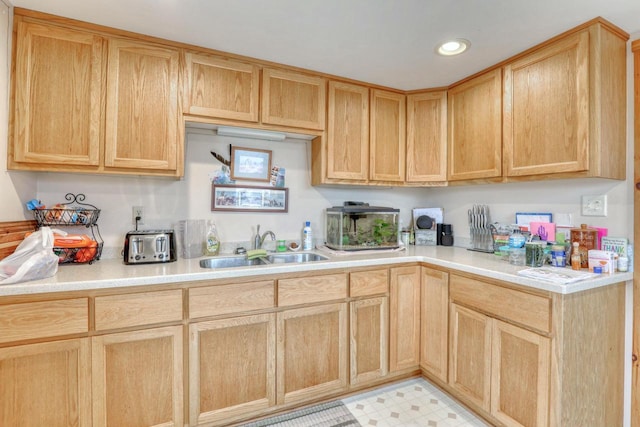 kitchen featuring sink and light brown cabinetry