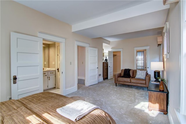 living room with light colored carpet