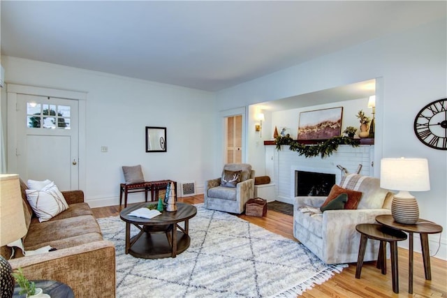 living room with hardwood / wood-style floors