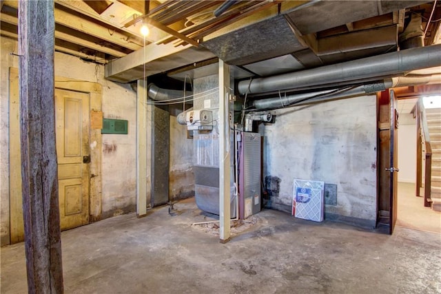 basement with heating unit