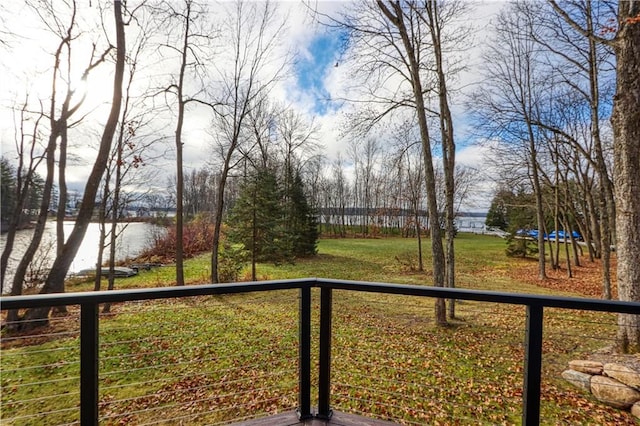 view of yard with a water view