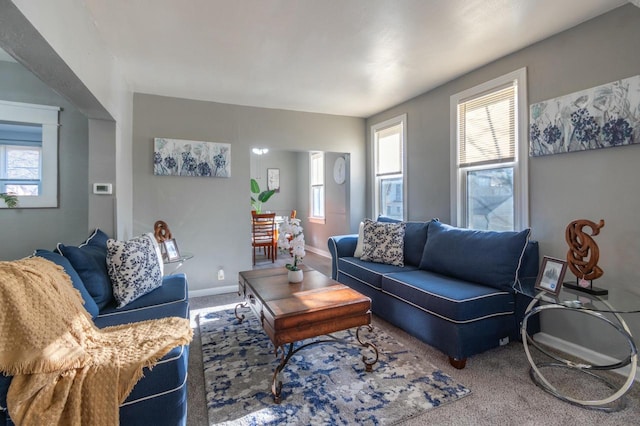 living room with carpet