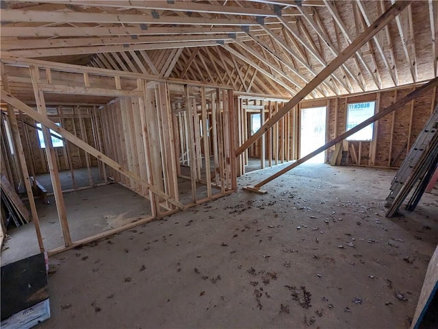 miscellaneous room featuring vaulted ceiling