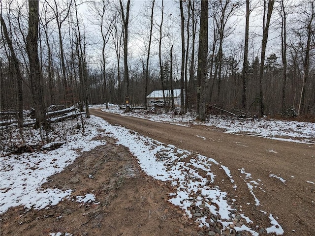 view of yard layered in snow