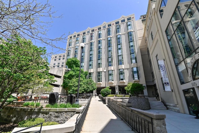 view of building exterior featuring a water view