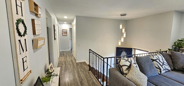 hallway featuring dark hardwood / wood-style flooring