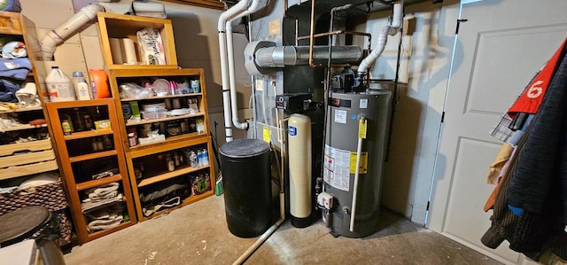 utility room with water heater