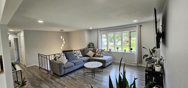 living room featuring dark hardwood / wood-style floors