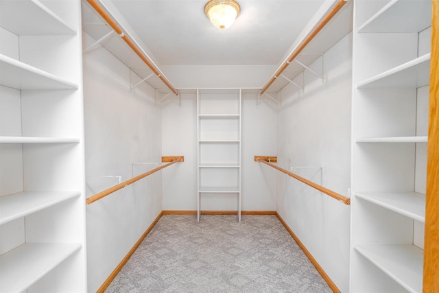 spacious closet with light colored carpet