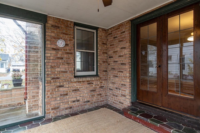 entrance to property featuring french doors