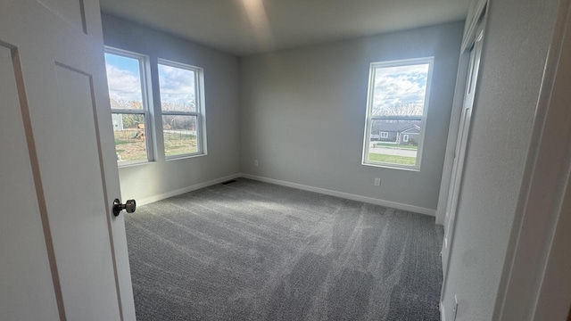 unfurnished room featuring carpet and plenty of natural light