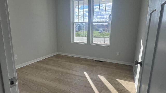 spare room featuring light wood-type flooring and a wealth of natural light