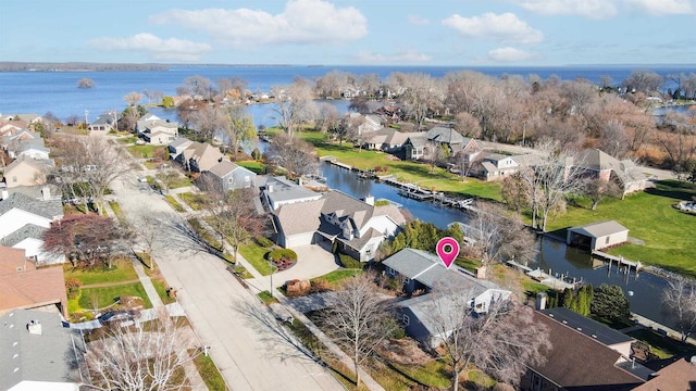 bird's eye view featuring a water view