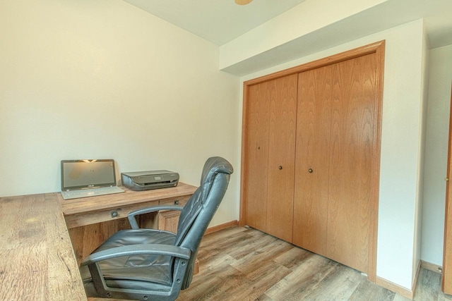 office area featuring light hardwood / wood-style flooring