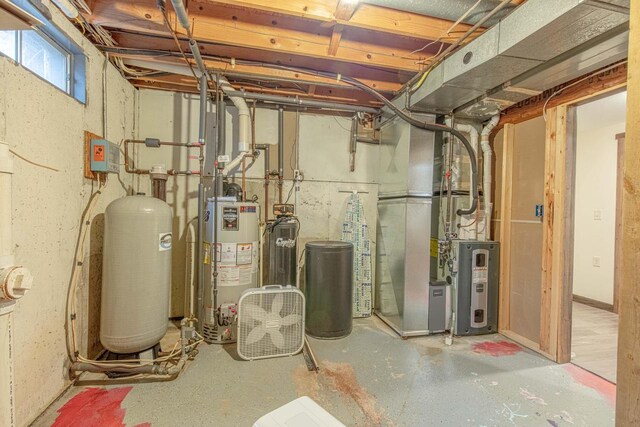 utility room with water heater