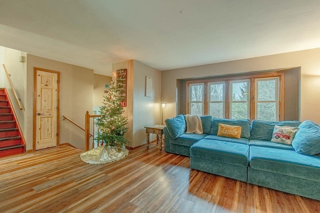 living room with wood-type flooring