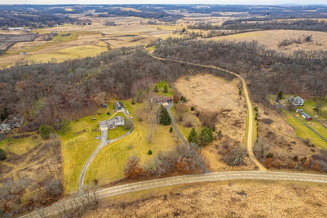 drone / aerial view featuring a rural view