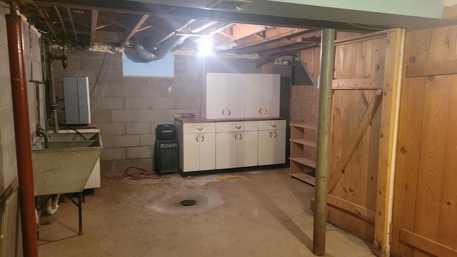 basement with sink