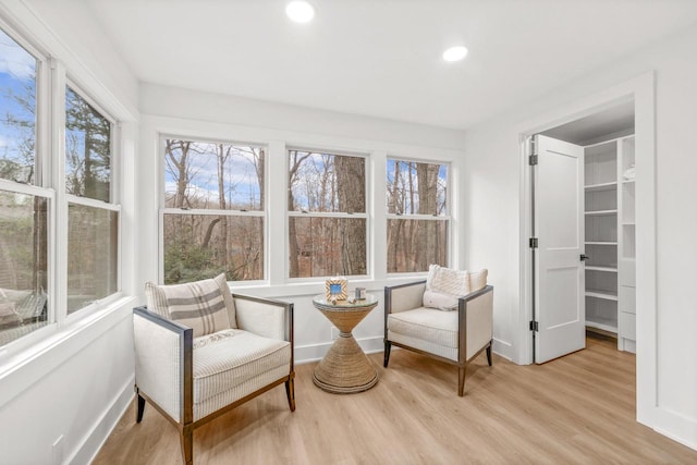 living area with light wood-type flooring