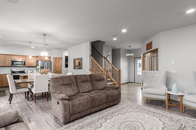 living room featuring light hardwood / wood-style flooring