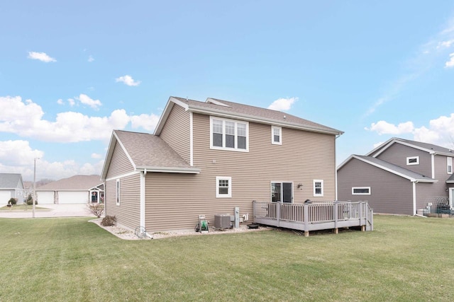 9907 White Fox Ln, Middleton, WI 53562 - back of property featuring a lawn and a wooden deck