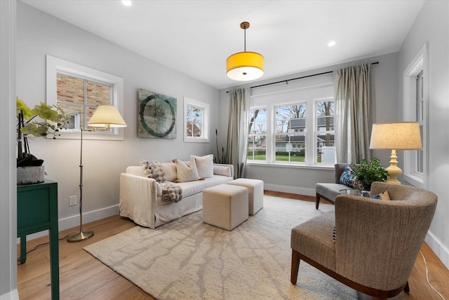 living room featuring light hardwood / wood-style floors