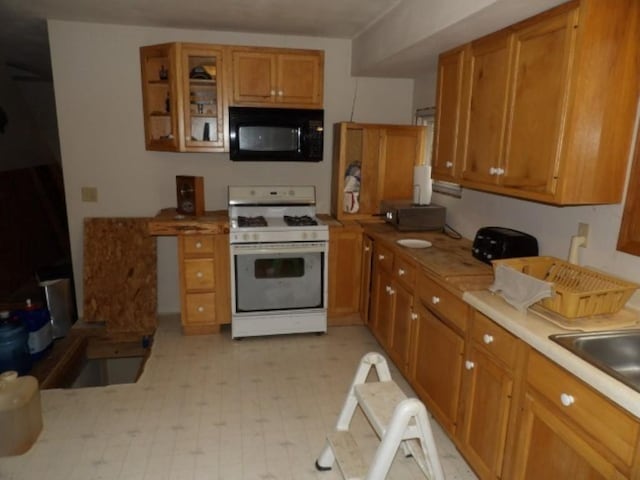 kitchen with sink and gas range gas stove