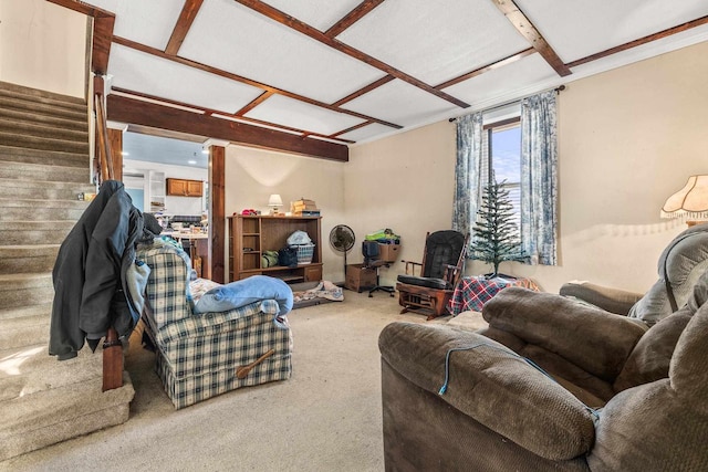 living room featuring carpet floors