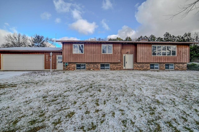 raised ranch with a garage