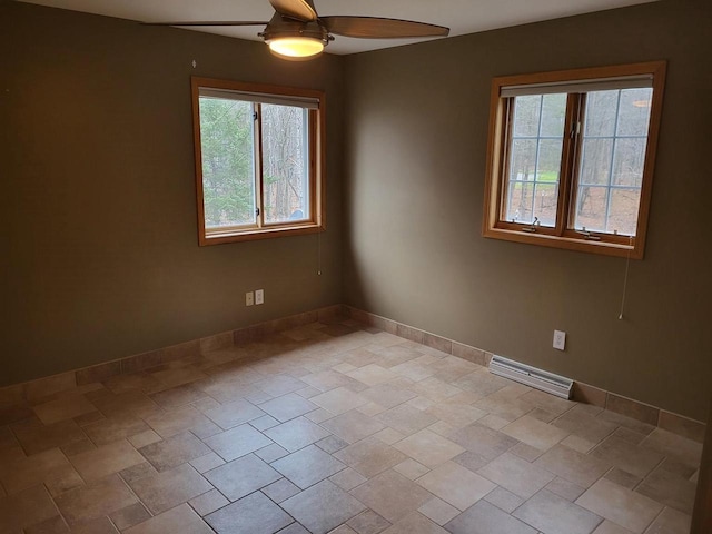 unfurnished room with ceiling fan