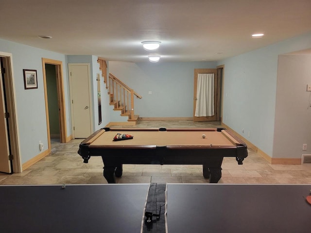 game room featuring billiards