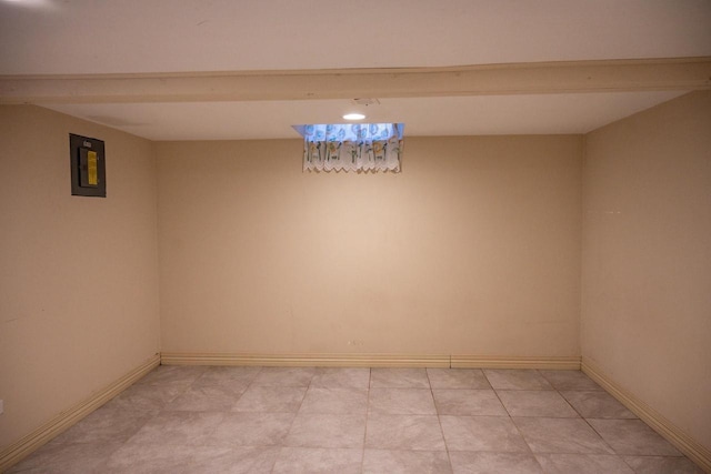 unfurnished dining area featuring tile patterned flooring