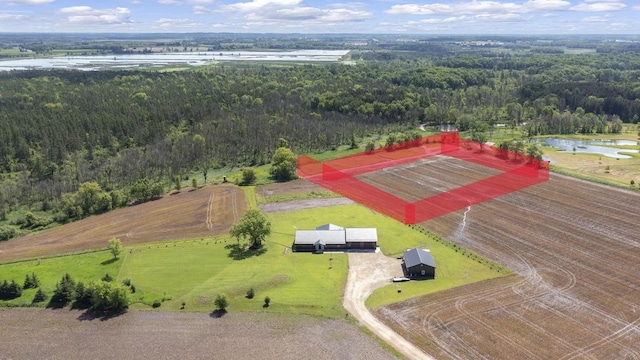 drone / aerial view with a rural view