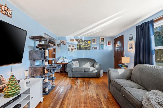 living room with hardwood / wood-style floors