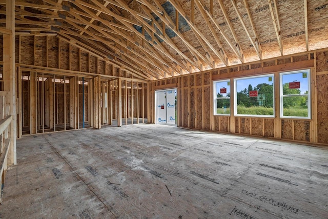 misc room with high vaulted ceiling