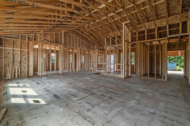 misc room with high vaulted ceiling