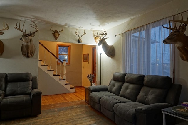 living room with wood-type flooring