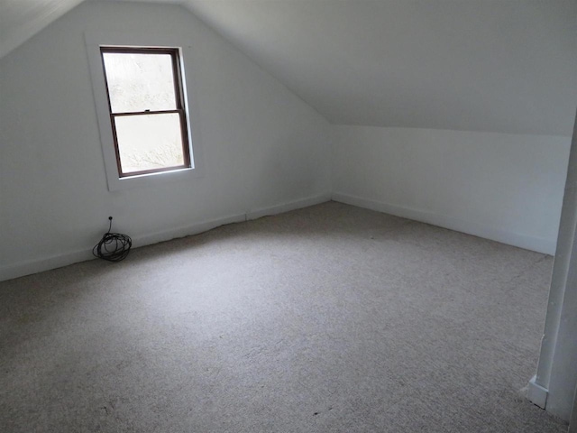 additional living space with carpet and vaulted ceiling