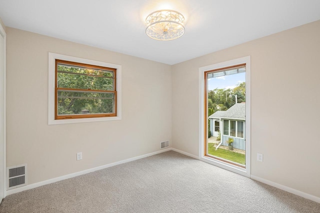 spare room featuring carpet and a healthy amount of sunlight