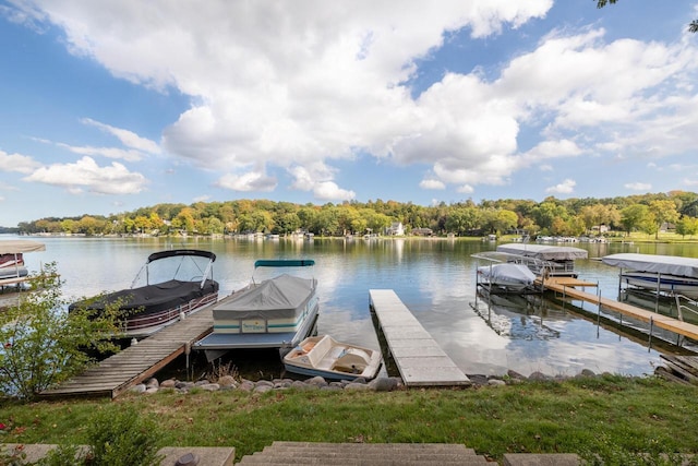 view of dock featuring a water view