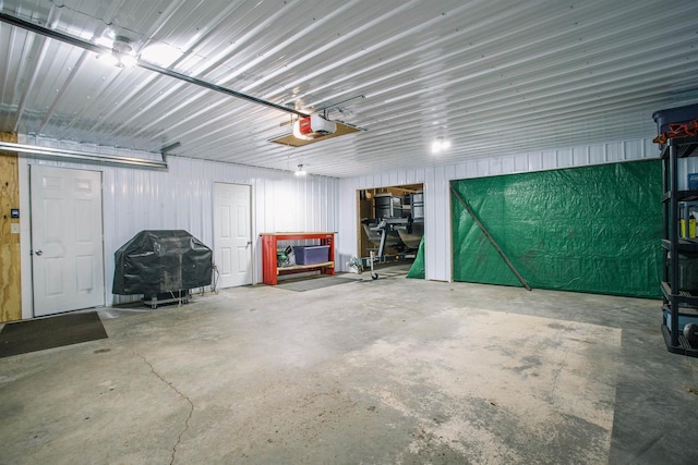 garage with a garage door opener