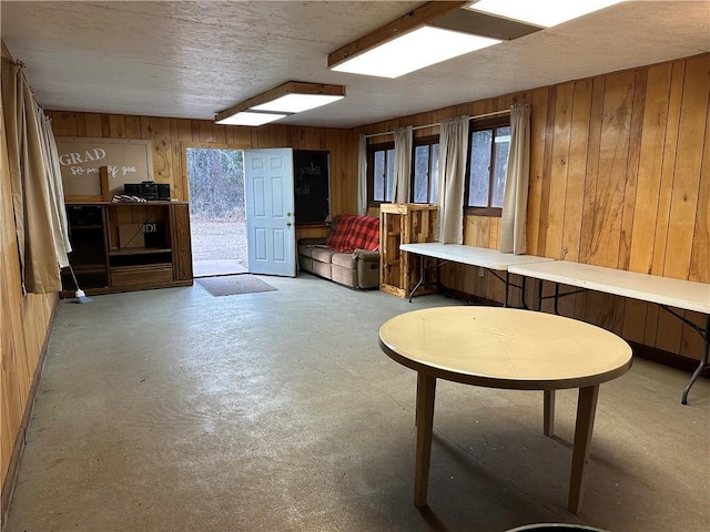 interior space with wooden walls