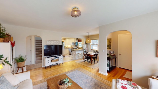 living room with hardwood / wood-style floors